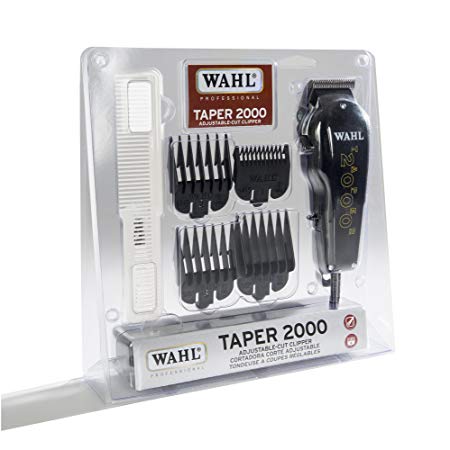 Wahl Professional Taper 2000 Adjustable Cut Clipper #8472-850 – Black Blade Attachments