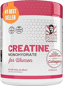 5g Creatine Monohydrate Powder for Women Booty Gain  2000mg Collagen  1g BCAA 2:1:1 (No Fillers) Supports Lean Muscles & Recovery, Pump, Energy & Stamina - Micronized, Natural & Made in USA - 240g