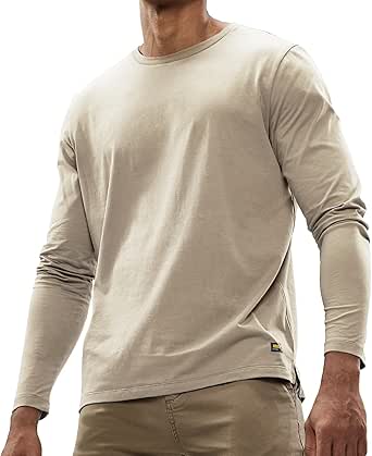 MIER Men's Long Sleeve Shirts Soft Stretch Combed Cotton Tees Crew Neck Classic Fashion Casual T-Shirt