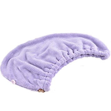 Towel Master Turban Hair Towel,Spa Days Luxury Absorbent, Lightweight (Rubber band Purple)