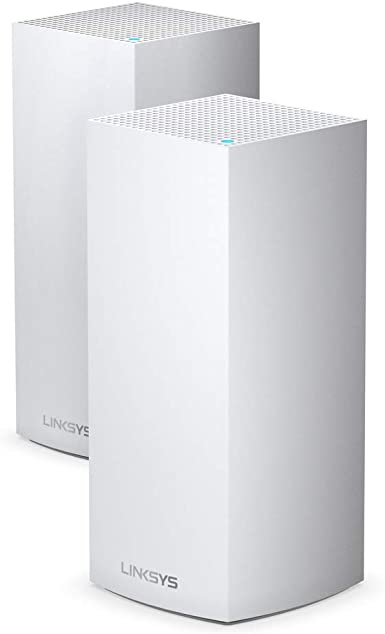 Linksys MX8400 Velop Tri-Band Whole Home Mesh WiFi 6 System (AX4200) WiFi Router/Extender for Seamless Coverage of up to 6000 sq ft / 525 sqm and 3.5x Faster Speed for 80  devices, 2-Pack, White)