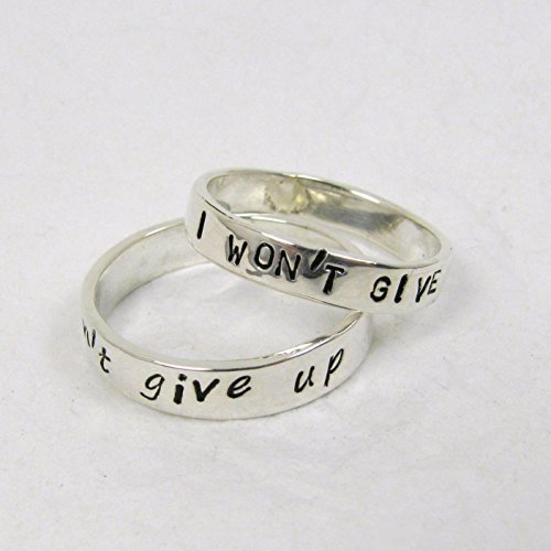 Pure Silver Personalized Promise Rings, 3 or 4 mm wide, set of 2 rings. couples promise rings
