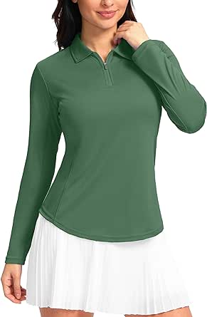 Women's Golf Shirts Lightweight UPF 50  Long Sleeve Shirts UV Protection Quick Dry Cool Polo Shirts for Women Work Outdoor