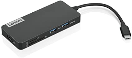 Lenovo USB-C 7-in-1 Hub, with USB-C Laptop Charging Port, USB 3.1, USB 2.0, HDMI, TF Card Reader, SD Card Reader, GX90T77924, Iron Grey