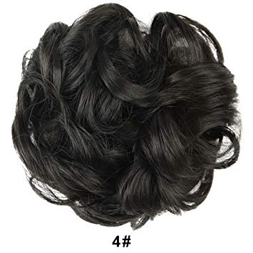 BARSDAR Messy Hair Bun Extensions Hairpiece for Women Updo Scrunchie Hair Piece (4# Darkest Brown Near Black)
