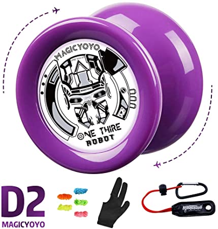 MAGICYOYO Responsive Yoyo for Kids D2 One Third 1/3, 2A Looping Yoyo for Beginner, with 5 Replacement Yoyo Strings, Holster, Glove (Purple)