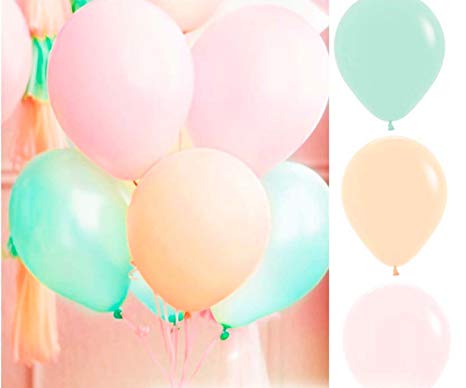 60 Ct Mixed 10" Pastel Peach Pink Mint Green Latex Balloon Wedding Birthday Christening Girl Baby Shower Party Decoration