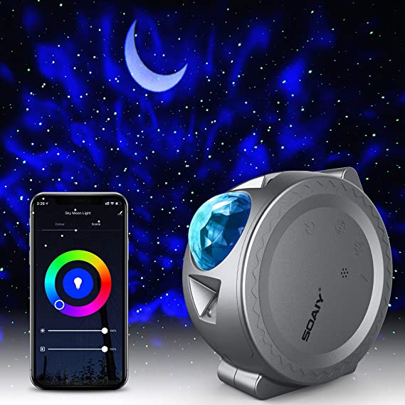 Star Projector, Galaxy Projector Night Light Working with Smart App and Alexa, 6 Color Lighting, 3 in 1 Ocean Wave Star Light Projector for Bedroom LED Nebula Cloud & Moon for Baby, Kids, Adults,Party
