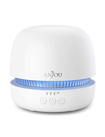 Essential Oil Diffuser, Anjou 300ml Ultrasonic Aroma Diffuser with Continuous Aromatherapy, Whisper-Quiet, 2 Mist Outputs, BPA Free, Waterless Auto Shut-Off, 7 Color Light, Aromatherapy Diffuser