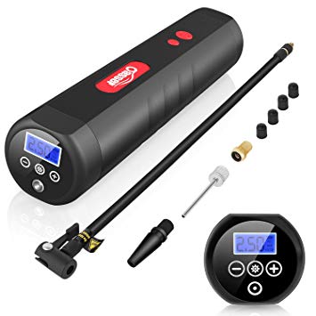 Oasser Air Compressor Portable Mini Air Inflator Hand Held Tire Pump 2000mAh with Digital LCD LED Light 12V AC DC Lithium Battery 120PSI 20Litres/Min for Car Bicycle Tires and Other Inflatables P1S