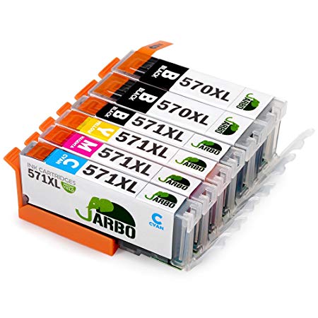 JARBO PGI-570XL CLI-571XL Compatible for Canon PGI-570 CLI-571 Ink Cartridges with High Yield for Canon PIXMA MG5750 MG5751 MG5752 MG6850 MG6851 TS5050 TS5051 TS5053 TS6050 TS6051(2PGBK, BK, C, M, Y)