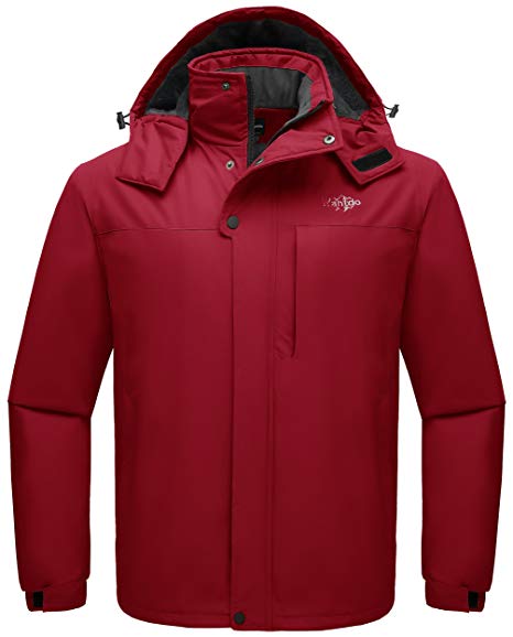Wantdo Men's Waterproof Mountain Ski Jacket Waterproof Windbreaker Warm Parka Outdoor Winter Snow Coat with Detachable Hood