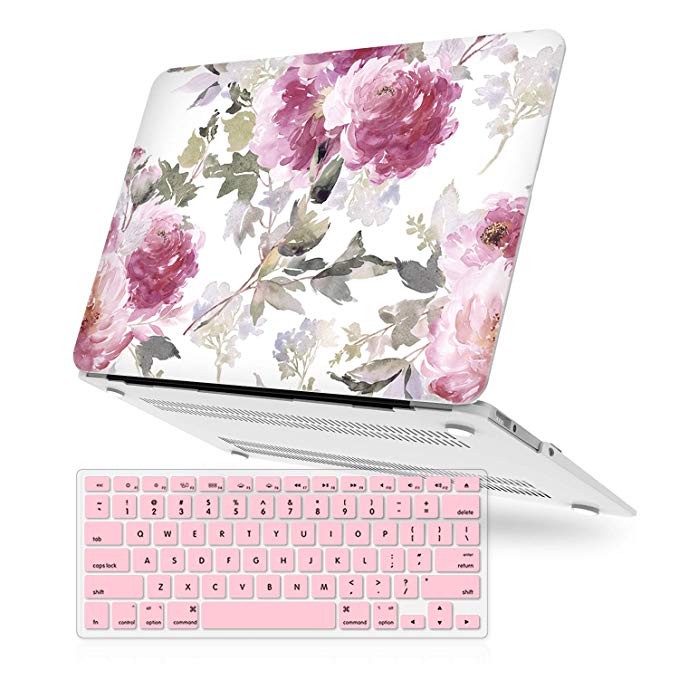 DQQH MacBook Air 13 inch case with Keyboard Cover,Only Compatible MacBook Air 13 inch Model A1369/A1466 Before 2018 - Watercolor Flower