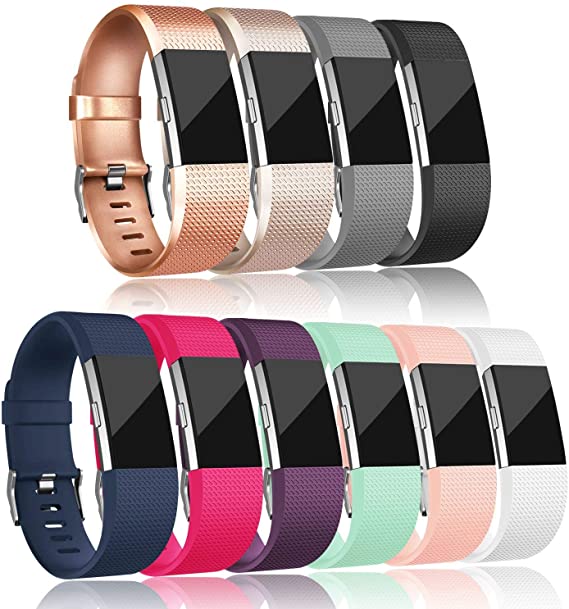 Tobfit Sport Band Compatible with Fitbit Charge 2 Bands, Adjustable Replacement Sport Strap Wristband for Fitbit Charge 2 Smartwatch Heart Rate Fitness Wristband Small Large