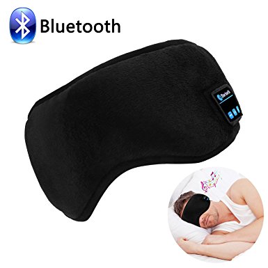 Bluetooth Sleep Eye Mask with Wireless Headphones, LC-dolida Sleeping Travel Eye Cover Music Bluetooth Headsets with Microphone for iPhone X, 8, Android Cell Phones iPad Tablets Black