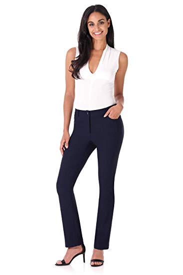 Rekucci Women's Iconic Stretch 5 Pocket Straight Leg Pant w/Zipper Closure