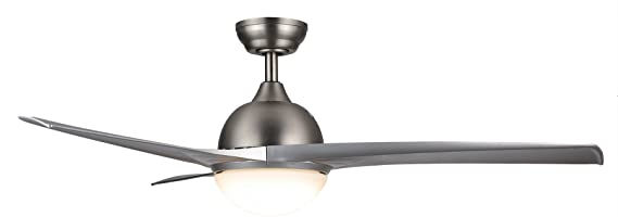 CO-Z 52 Inch Ceiling Fan LED Light Brushed Nickel Finish with Three Silver Color Reversible Blades (Full Remote Included)