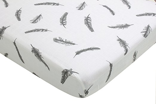 Margaux & May Organic Cotton Fitted Crib Sheet - Grey Feather