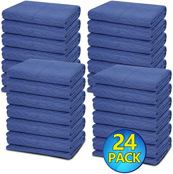 ZENY 24 Moving Blankets Packing Blanket Quilted Shipping Furniture Pads 80’’x 72’’ Moving Supplies,Furniture Protection and Pack Blankets