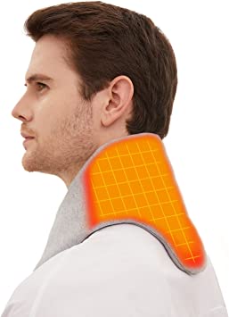 Heated Scarf with Neck Heating Pad, MELISSA Electric Neck Warmer Wrap for Cramps, Pain Relief or Stiffness Relief, Rechargeable Cordless Thermal Cervical Collar with 5000mAh Power Bank - Gray