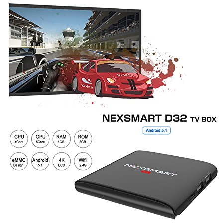 NEXSMART D32 Android TV Box 1GB/8GB Android 5.1 Quad-core Cortex A7 1.5GHz 32bit 2.4GHz Wifi 4K Streaming Media Players
