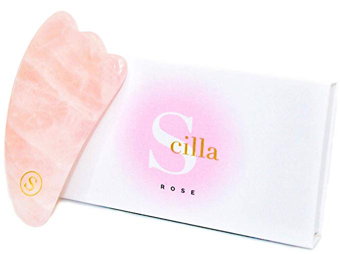Gua Sha Rose Quartz Pink Jade Guasha Massaging & Scraping Tool for Eye & Face Treatment 100% Premium Rose Quartz for Massaging Detoxing Anti-Ageing Facial Lifting Glowing Skin Healing