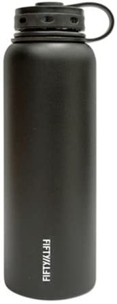 Lifeline 7502BK Black Stainless Steel Wide Mouth Water Bottle - 40 oz. Capacity