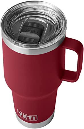 YETI Rambler 30 oz Travel Mug, Stainless Steel, Vacuum Insulated with Stronghold Lid, Harvest Red