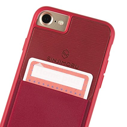 iPhone 7 / iPhone 8 Case with Card Holder, Sinjimoru iPhone 7 / iPhone 8 Card Case or iPhone 7 / iPhone 8 Wallet Case with Card Wallet. Sinji Pouch Case for iPhone 7 / iPhone 8, Red.