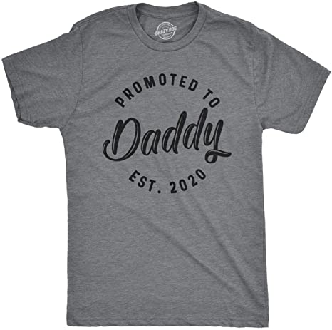 Crazy Dog T-Shirts Mens Promoted to Daddy 2020 T Shirt Fathers Day for New Best Dad Ever Husband