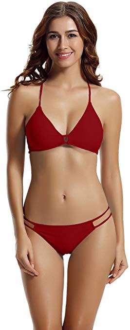 zeraca Women's Strappy Cross Criss Triangle Bikini Bathing Suits