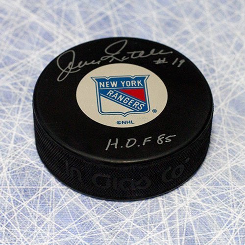 Jean Ratelle New York Rangers Autographed Hockey Puck - Autographed Hockey Pucks