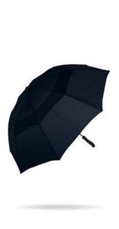 Pure Golf Hurricane 64" Vented Double Canopy Golf Umbrella -Plain Black