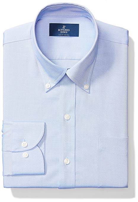 Amazon Brand - BUTTONED DOWN Men's Slim Fit Button-Collar Solid Pinpoint Non-Iron Dress Shirt