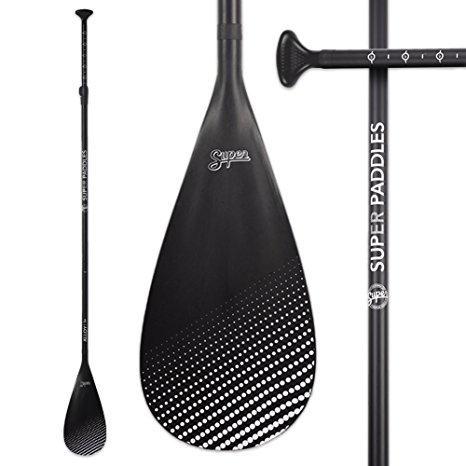 Stand Up Paddle - 3-Piece Adjustable SUP Paddle. Super Paddles - Alloy Series - Aluminum Shaft, Nylon Blade