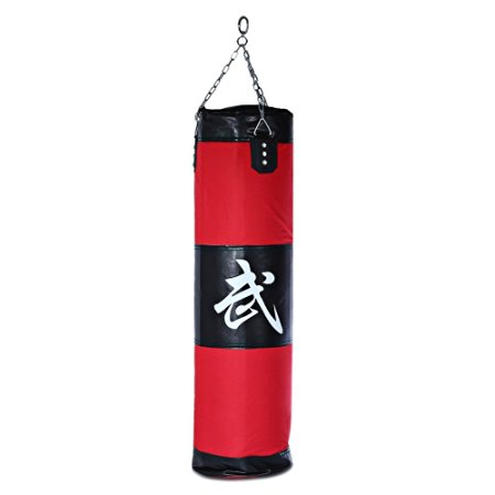 Life-Plus 100cm Empty Punching Bag Heavy Duty with Chain Kickboxing Workout Training Exercise Practice Gear Taekwondo Training Fitness Sandbag