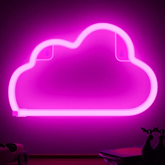 XIYUNTE Pink Cloud Light Neon Signs Neon Lights for Wall Decor, Battery or USB Operated LED Cloud Neon Light Signs Light up for Bedroom, Christmas,Living Room, Kids Room, Birthday Party, Bar