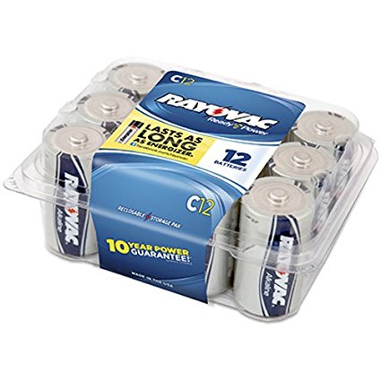 Rayovac Alkaline C Batteries, 814-12PP, 12-Pack with Recloseable Lid