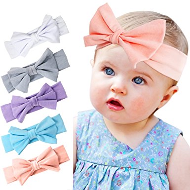 Baby Girl Headbands with Elastics Flower Bow Hair Accessories Set for Infant
