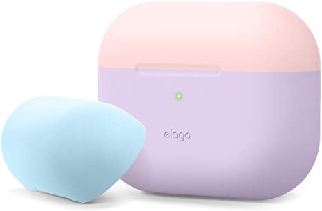 elago Duo Case Designed for Apple AirPods Pro Case, 2 Caps   1 Body [ Lovely Pink, Pastel Blue   Lavender ]