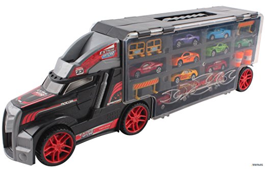 Memtes Car Carrier Transport Truck Toy for Kids (Includes 8 Metal Cars, 1 Truck and Accessories)