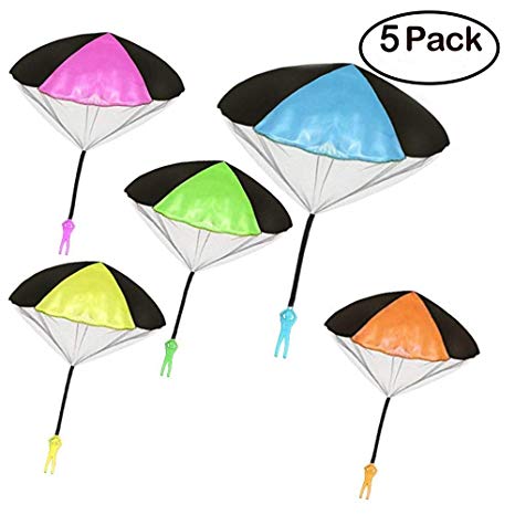 HLXY Parachute Toys Tangle Free Parachute Men 5 PCS Toss It Up and Watch Landing Outdoor Children's Flying Toys