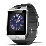 Airsspu Tm Bluetooth Smart Watch Wrist Watch Phone with Camera Touch Screen Mate for Samsung Iphone Smartphones Silver