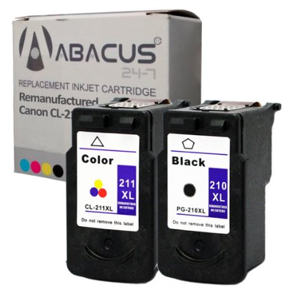 Abacus24-7 Remanufactured Canon PG-210XL and CL-211XL Ink Cartridges Black and Color High Capacity for Canon PIXMA iP and MX Printers - Set of 2