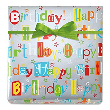 Happy Birthday Wishes Jumbo Rolled Gift Wrap - 67 sq. ft.