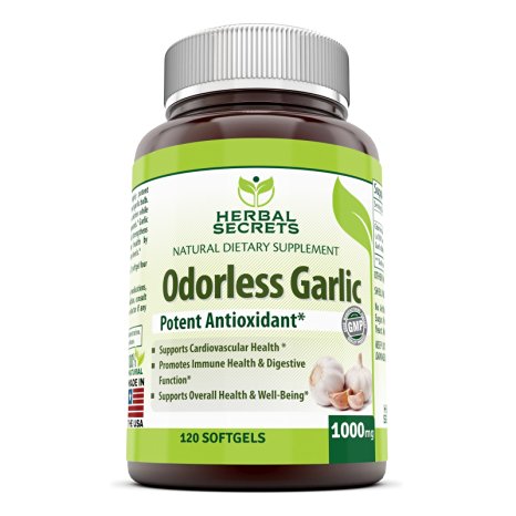 Herbal Secrets Odorless Garlic 1000 Mg 120 Softgels