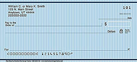 The Bradford Exchange Personal Checks | Top Tear Printed Personal Checks with Vertical Stripes and Classic Navy Borders | Blue Security | 1 Box Checks Personal Singles / 120 Checks (1 Scene)