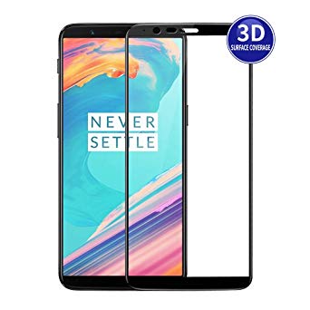 X-Dision 3D Protective Film Compatible with OnePlus 5T (Black) Full Screen Protector HD Complete Cover 3D Premium Hardening Glass Protection, Fingerprint Resistant and Anti-Shatter