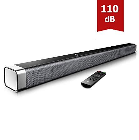 Soundbar, BOMAKER 37 Inch 2.0 TV Sound Bar with Built-in Subwoofer, 110dB, 3D Surround Sound, Wireless Bluetooth, 4 EQ Modes, Remote Control, Optical, RCA Cable Included