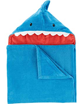 Carter's Baby Unisex 100% Cotton Terry Hooded Bath Towel, Shark